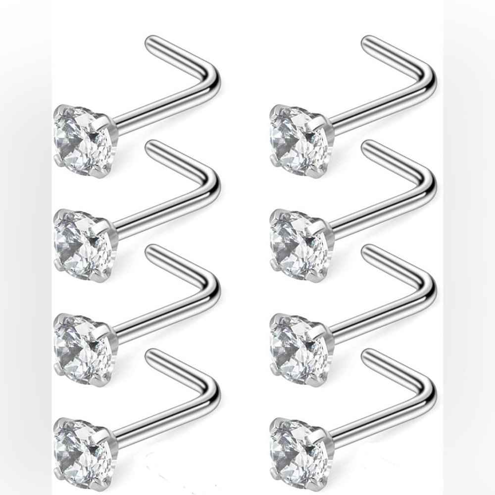 Elegant Silver Nose Stud Set